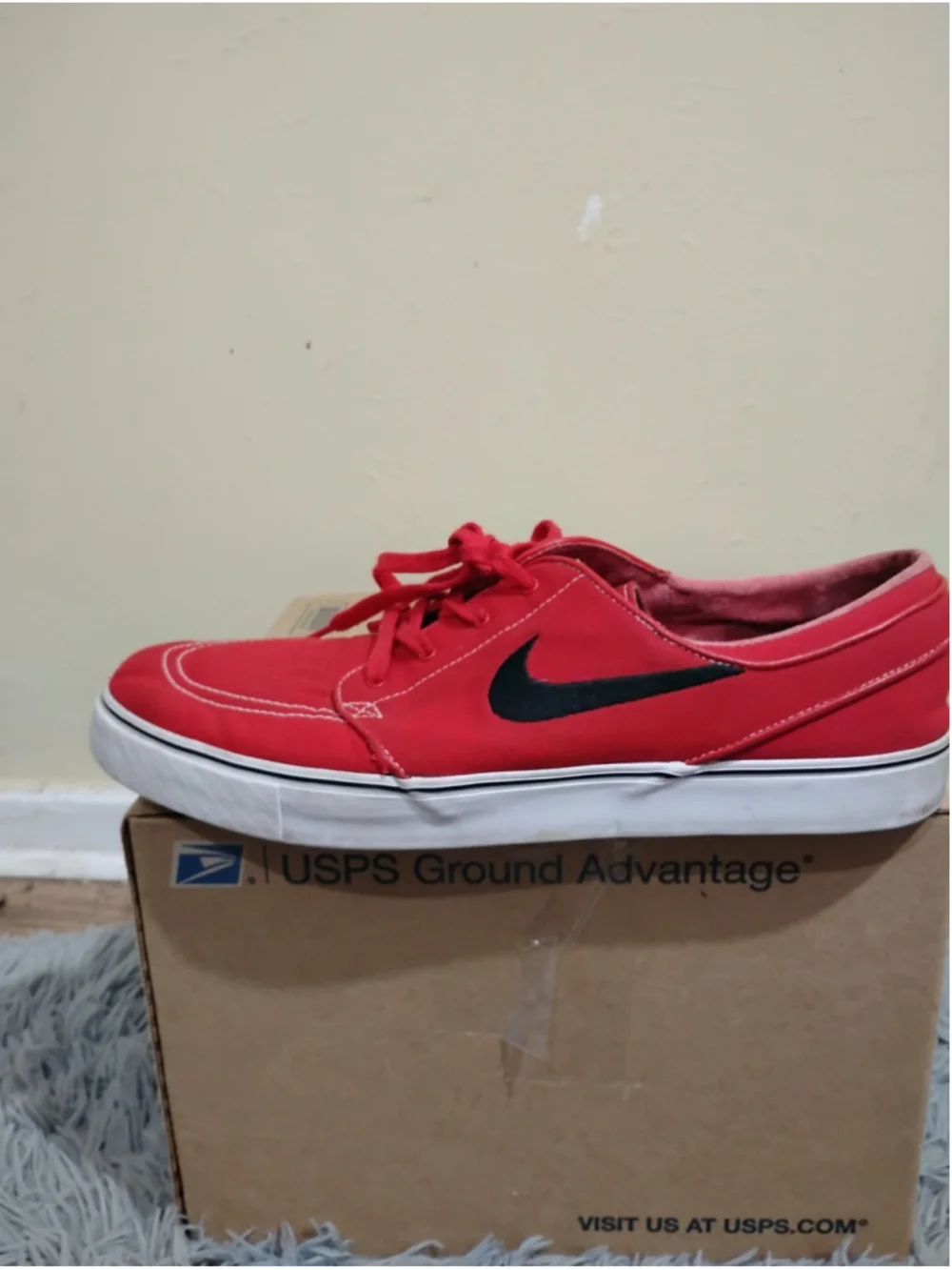 Nike SB Stefan Janoski Shoes Mens Size 14 Red Canvas Skateboarding 615957-603
